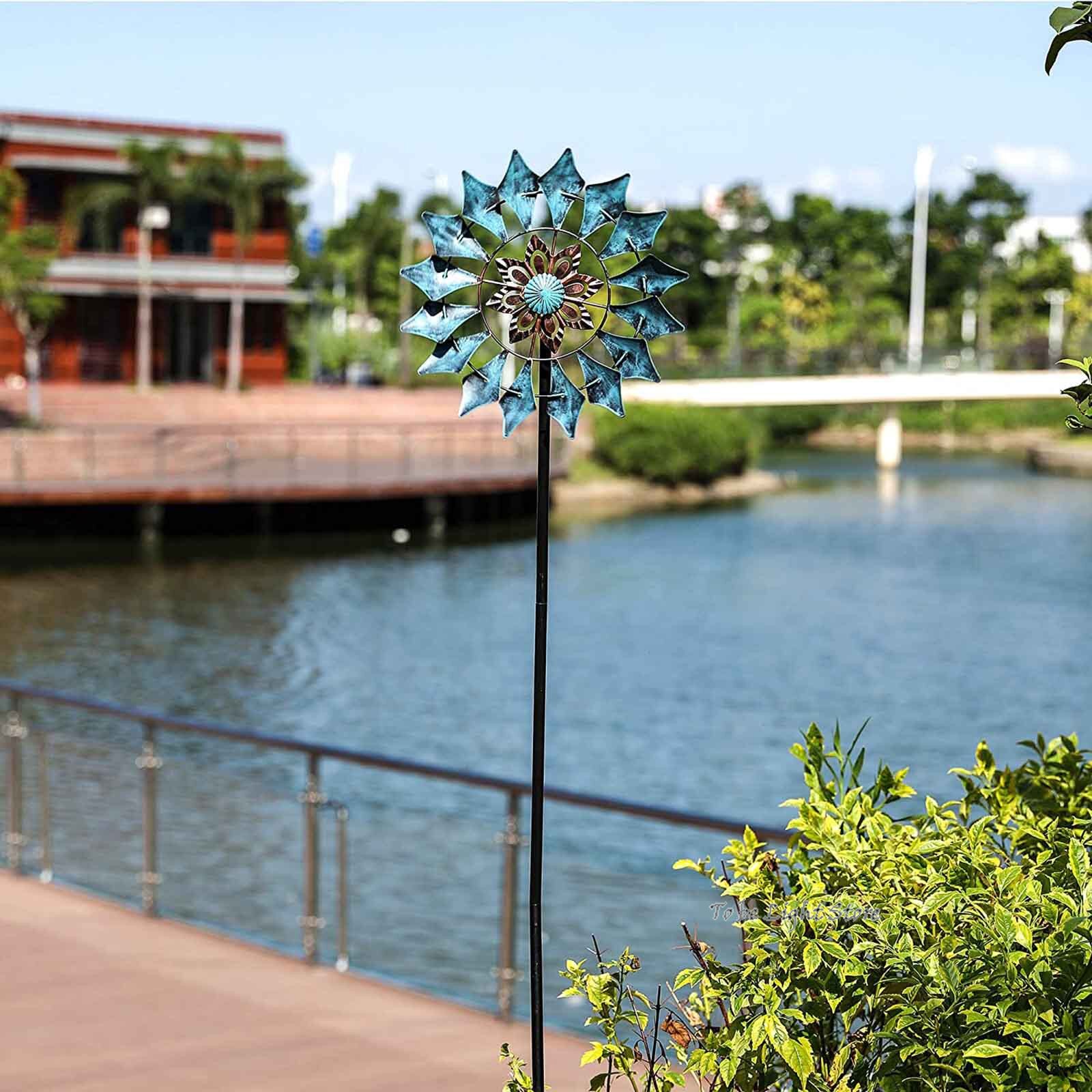 Spinner de viento colgante para jardín, llama de Mandala, acero inoxidable 3D, giratorio fácil, para exterior