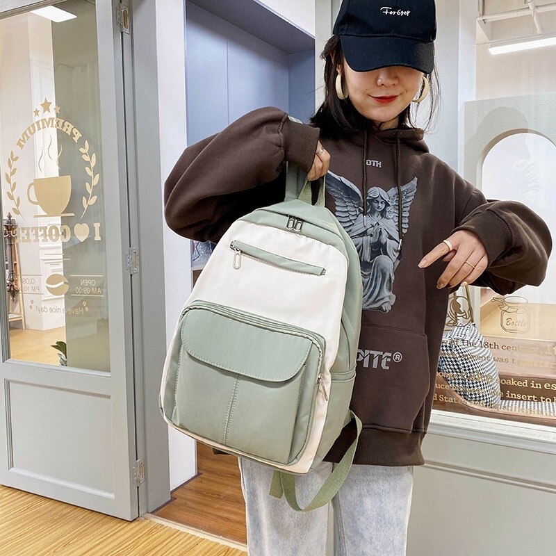 Damenrucksack aus Nylon in unifarben, großes fassungsvermöGen, wasserdicht, Ideal für reisen und als schultasche für Teenager-mädchen.