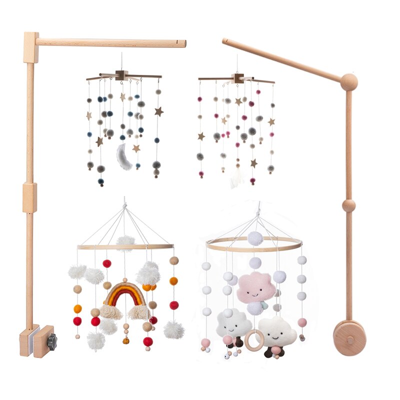 Bite Beten Houten Bed Bel Baby Mobiele Beugel Sok Rammelaar Voor Pasgeboren Speelgoed Ontwikkelen Diy Accessoires Wieg Houder Arm Beugels