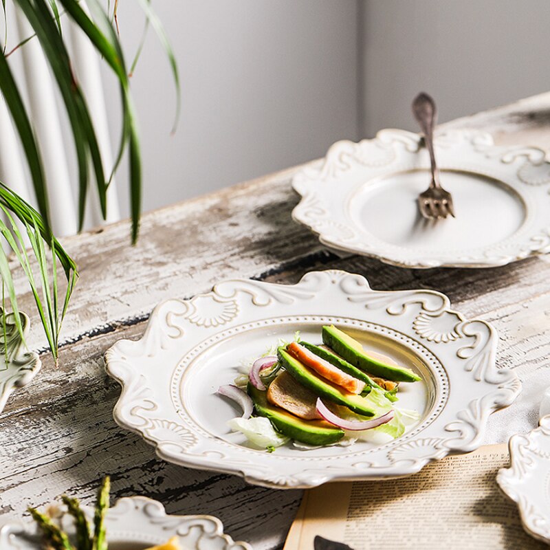 Retro keramiske middagsretter dessertbakke vestret ris skål suppe nudler dessert tallerken mønster spisestel wjb 41506