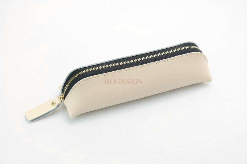 Estuche Cuero Simple lápices de gran capacidad para estudiantes, bolsa de lápices de cuero, bolsa de papelería para hombres y mujeres, caja triangular para artículos escolares