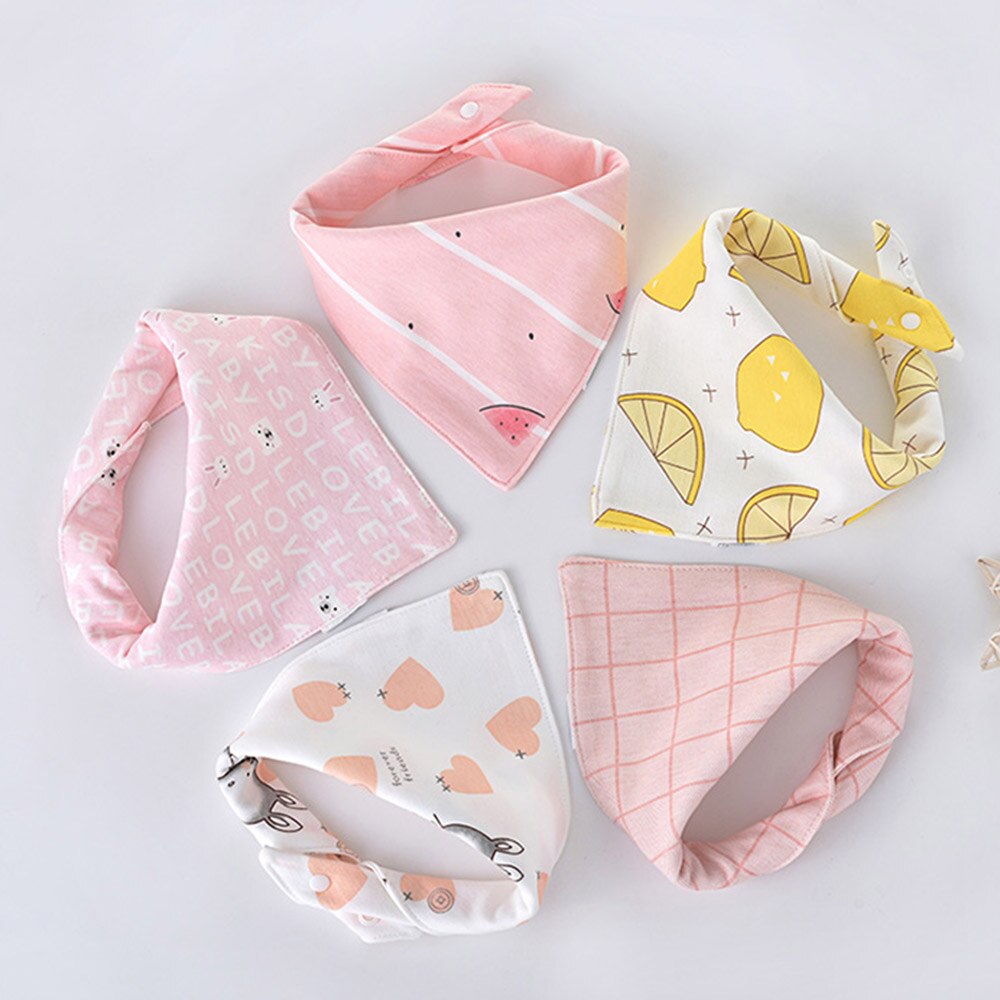 5 Stks/partij Slabbers Driehoek Dubbele Katoen Slabbetjes Cartoon Print Speeksel Handdoek Baby Jongens Meisjes Voeden Schort Katoen Bandana Slabbetjes: 9