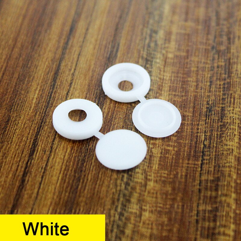 100Pcs Hinged Plastic Screw Cap Cover Fold Snap Protective Cap Button For Car Furniture Decorative Nuts Cover Bolts Hardware: White100pcs