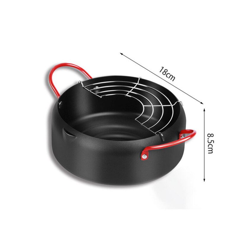 Japanese Style Deep Frying Pot Tempura Frter Pan Maifan Stone Pancake Skillets Steak Grill Pan Fryer Pot Kitchen Cooking Tools: 18CM