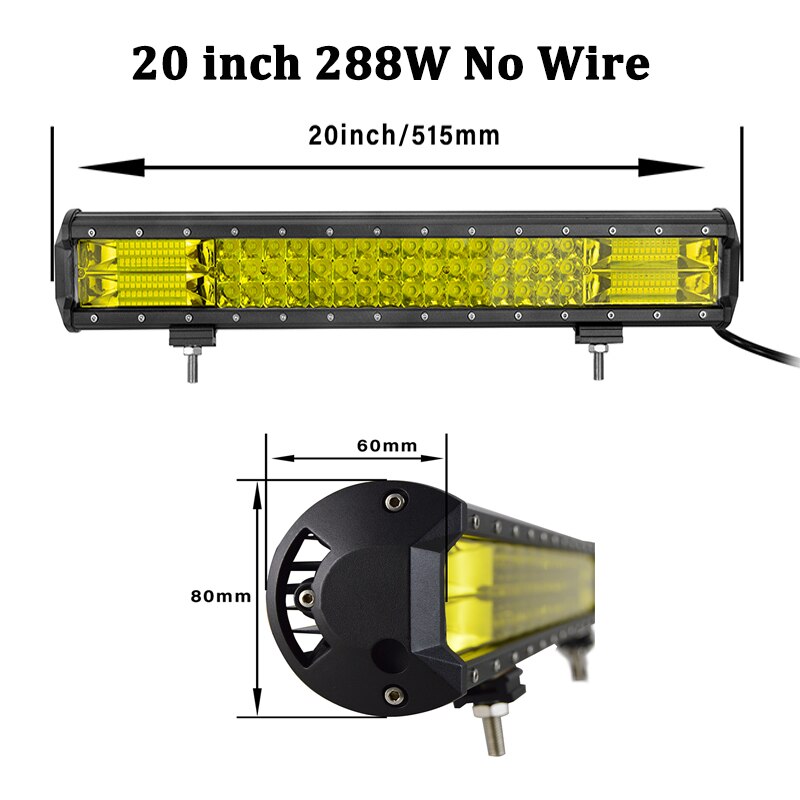 Willpower barre LED 4x4, 22 pouces 324W Triple rangée de 22 pouces