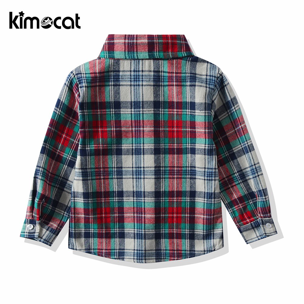 Kimocat Baby Boy Kleding 100% Katoen Lente Herfst Lange Mouw Kind Kids Jongens Plaid Tops Casual Kleding