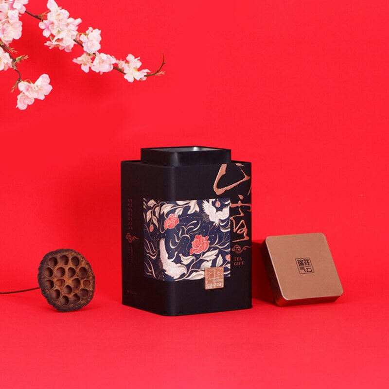 500g Square Tin Tea Packaging Metal Tin Box Universal Sealed Tea Coffee Sugar Spice Storage Jars
