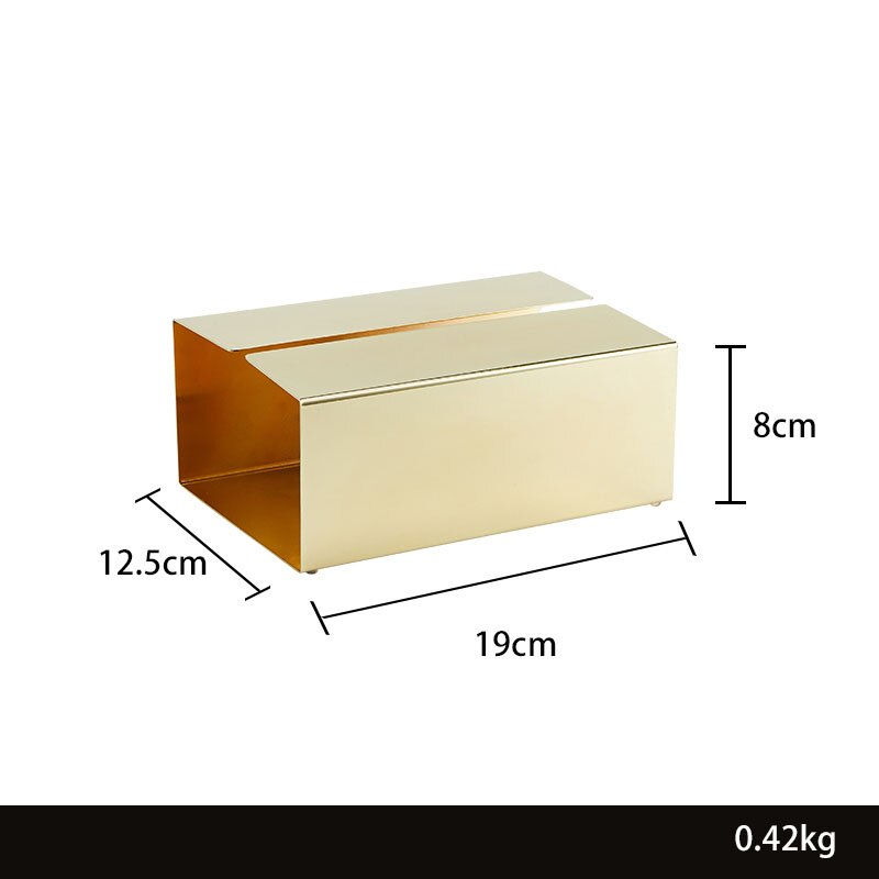 Golden Stainless Steel Tissue Box Bedroom Living Room Home Desktop Finishing Simple Coffee Desktop Restaurant Tissue Storage Box: Default Title