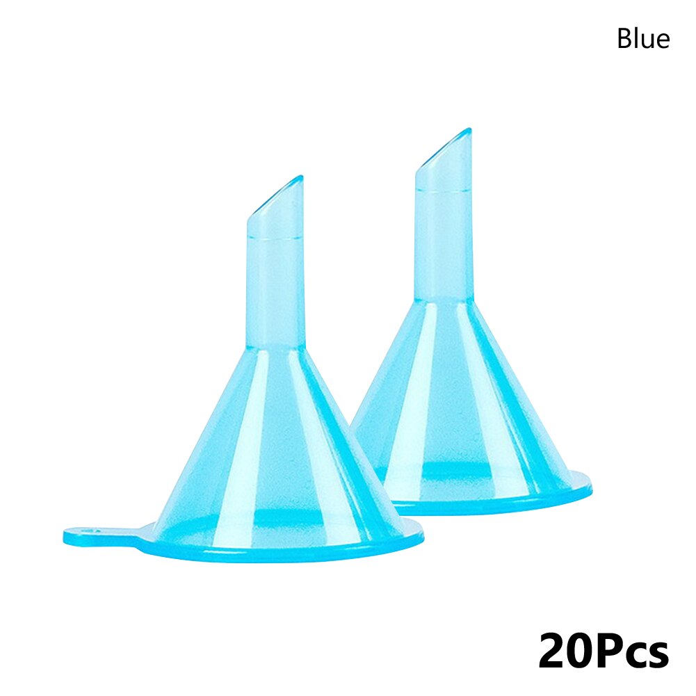 10-20Pcs Mini Funnels Small Plastic For Perfume Diffuser Bottle Mini Liquid For Narrow Fine Bottleneck Bottles Plastic Funnel: 20pcs Blue