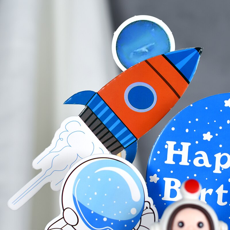 Cakelove 1 set astronaut Spacecraft Rocket Universe Cake Topper with Toothpick for Birthday Party Decoration Dessert