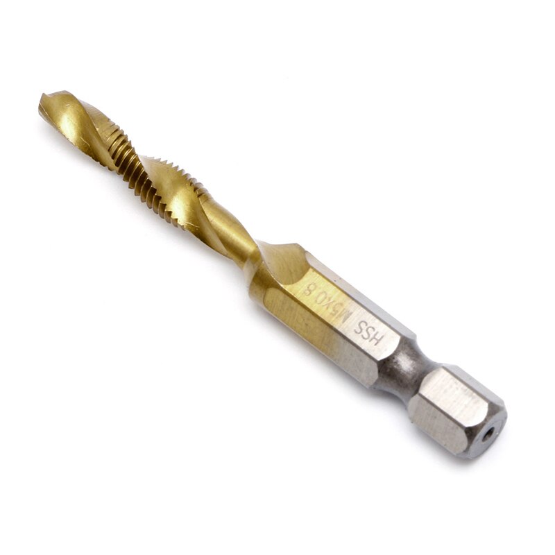 M3-M10 Hex Shank Titanium Plated HSS Hand Screw Thread Metric Tap Drill Bits: M5