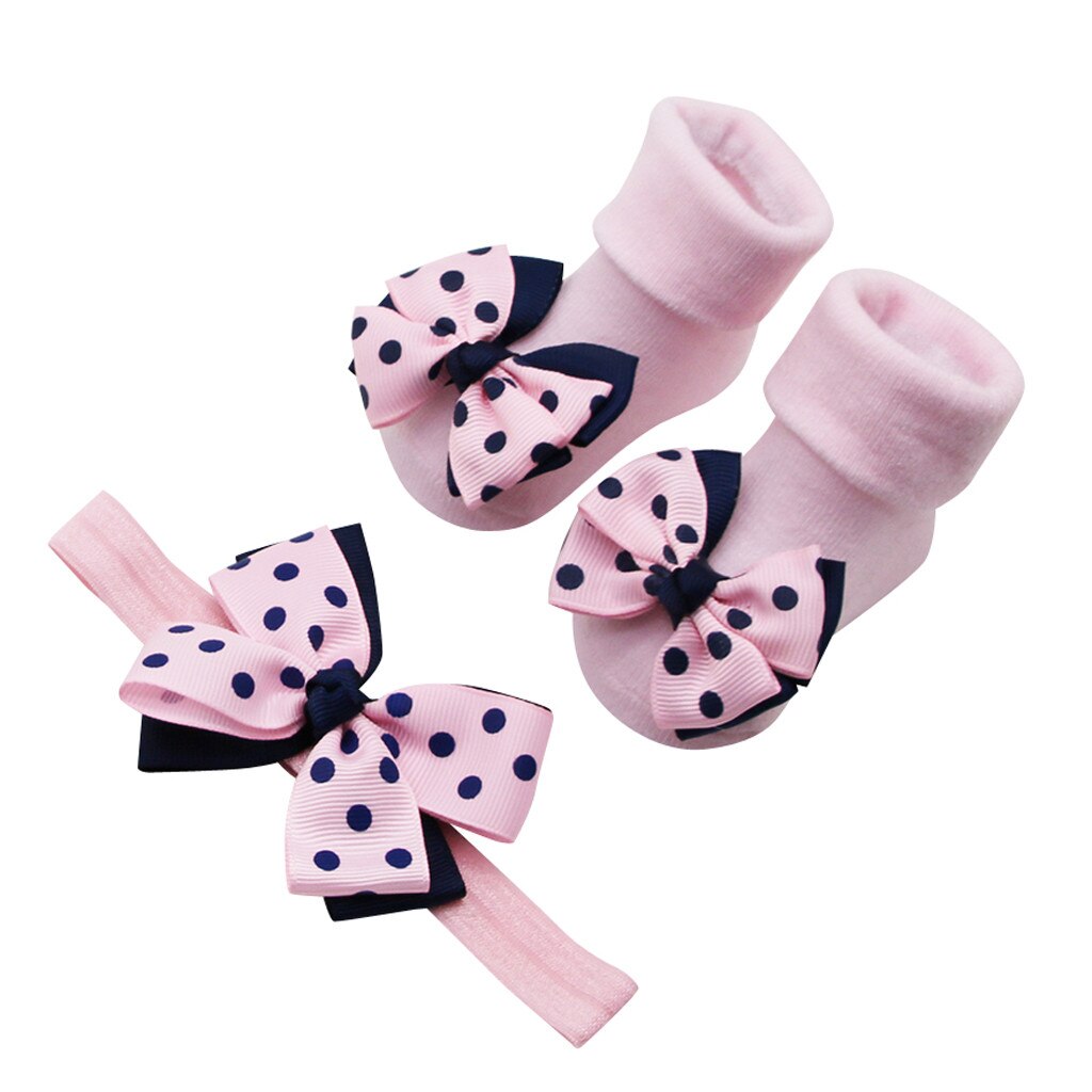 nette Socken Haar Gürtel einstellen Baby, Kleinkind Socken 1pc Haar Gürtel Mädchen Bogen Welle Punkt Anti-Unterhose socken Baby Bogen Baumwolle Socken einstellen