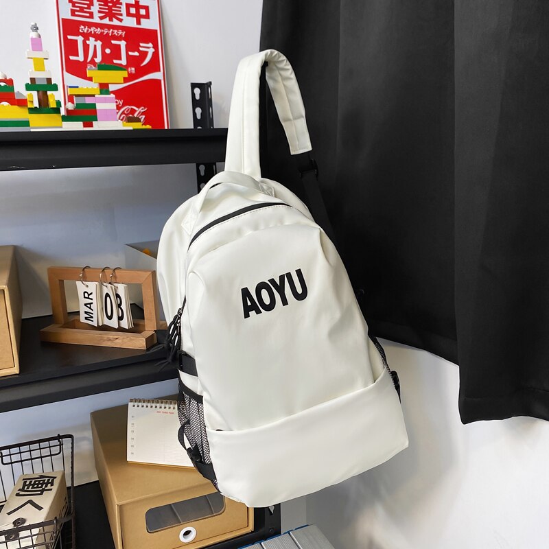 Stilvoller Rucksack für damen, 2022 geräumige schulranzen für paare, einfarbig, schlichte schülerrucksäcke für Teenager, jungen und mädchen: Weiß