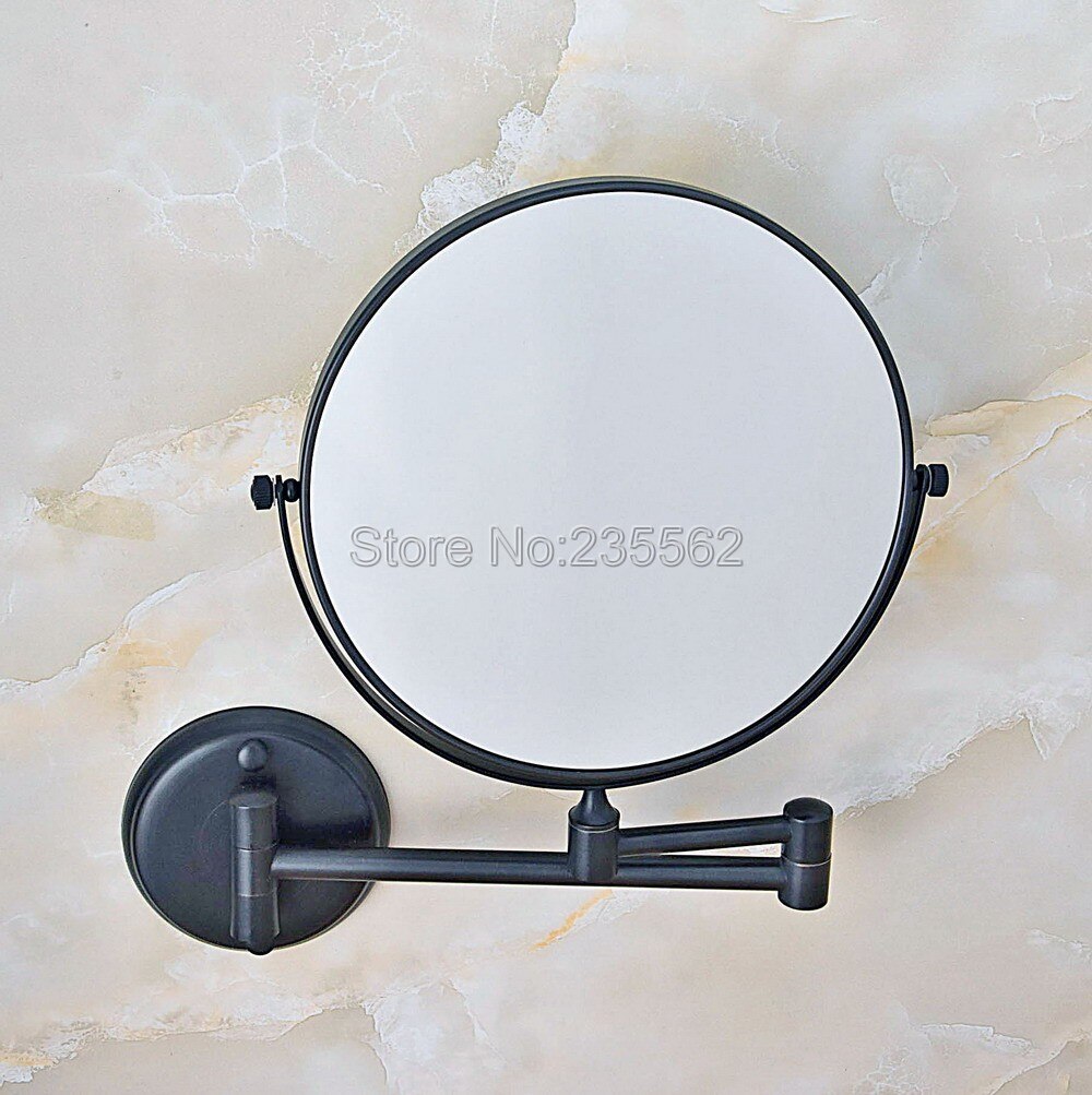 Olie Gewreven Vouwen Dual Arm Verlengen Badkamerspiegel Wandmontage Messing Vergrootglas Spiegel Make-up Spiegel