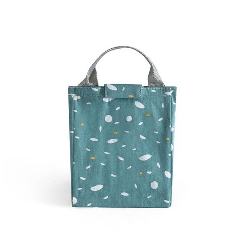 Waterproof Leisure Bag Cooler Lunch Bags Black Dot Pattern Hook Loop Opener Tote kids Warm Keeper Insulation Picnic Lunch Box: Green