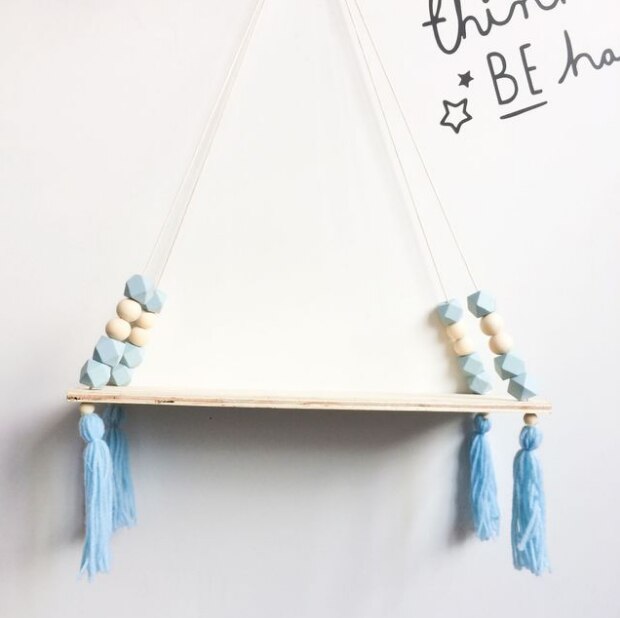 Nordic Nursery Wooden Hanging Storage Rack For Kids Room Decor Need Assemble Kids Room Decor Baby Stickers Wooden Board: 6