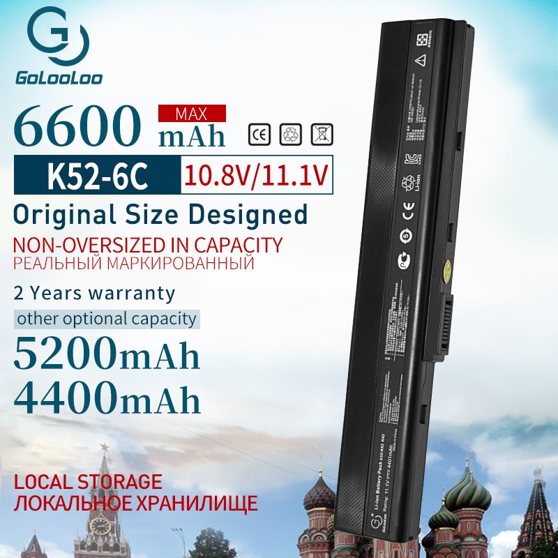 Batería de portátil de 6600mah para ASUS A32-K52 k52, A52, A52J, X52F, X52JB, X52JC, X52JE, X52JG, X52JK, X52JR, X52Jt, X52JV, k52j