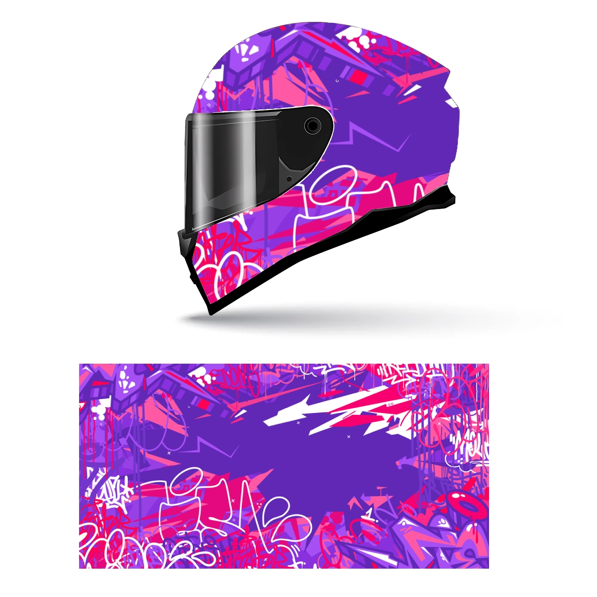 Hip Hop Street Graffiti Art Full Helmet Wrap Sticker Motorcycle Helmet Racing Graphic Decal Vinyl Wrap Helmet Decorative Sticker: M / Orange