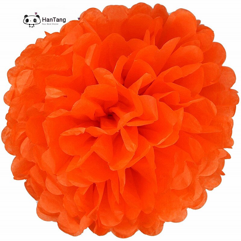 10 st 20cm hängande silkespapper pom poms papper blomboll hem trädgård gör-det-själv bröllopsrum dekoration fest layout tillbehör 6 zsh 014: Orange