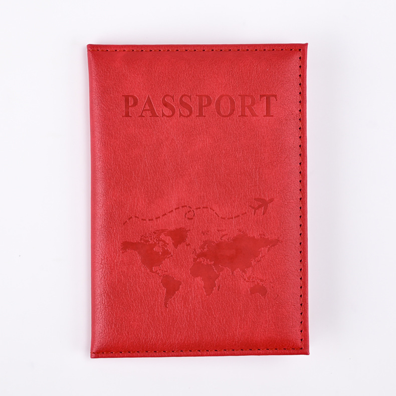 Porta pasaporte de PU colorido, fundas para pasaporte, funda protectora para pasaporte de viaje, tarjetero de identificación, accesorios de viaje: Rojo