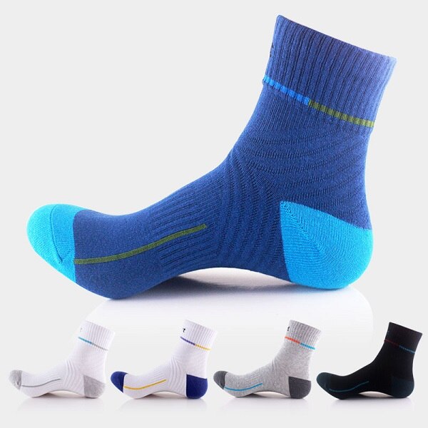 Efterår / vinter 5 par / parti mænds sokker udendørs sports basketball sokker i sokkerne: Fem farver blandet