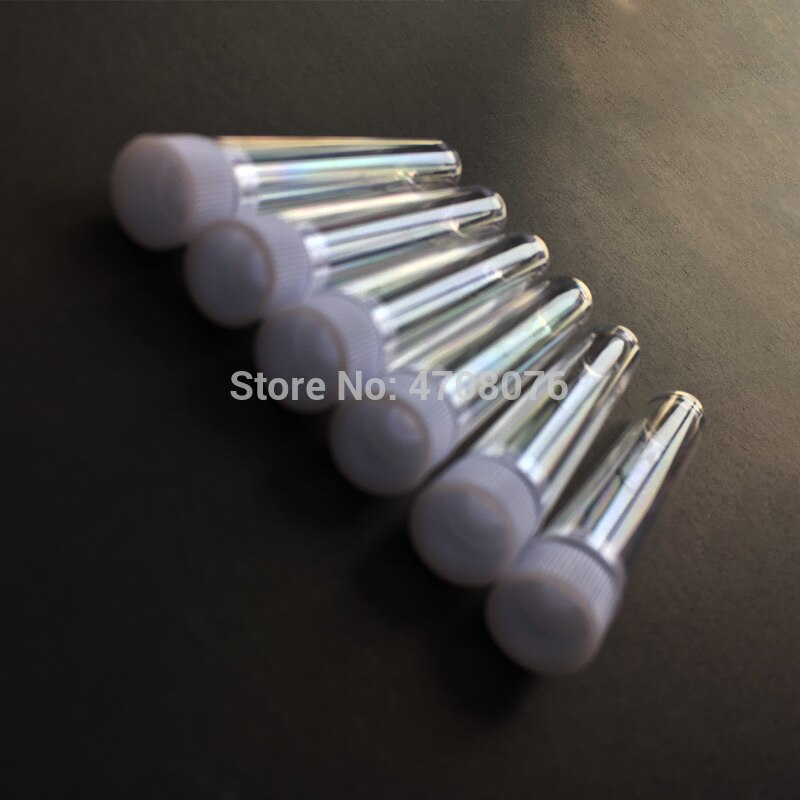 50 Pcs/lot 12x75mm Clear PS Plastic Test Tubes With White Caps Stoppers Test Tubes clear lab tube round bottom plain end