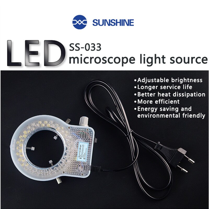 Sunshine SS-033 Led Microscoop Lichtbron Enkele Cilinder Verrekijker Stereo Microscoop Ring Lamp Geïntegreerde Led Ring Licht