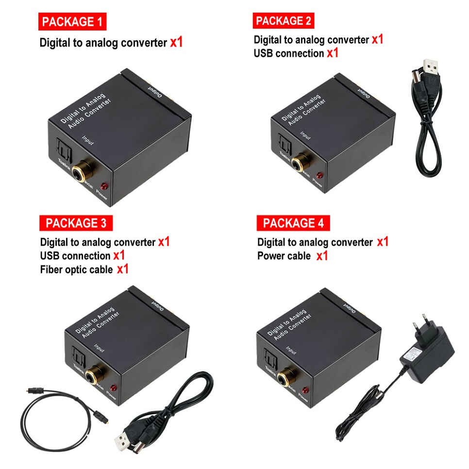 Rca-r/l-ausgang digital-analog-audio-adapter dac-verstärkerbox für koaxiales optisches spdif-signal zu analogem audio-wandler