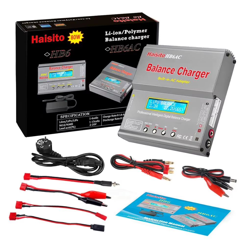 HTRC iMAX B6 AC RC Battery Charger 80W B6AC 6A Balance Charger Digital LCD Screen Li-ion LiFe Nimh Nicd PB Lipo Battery Charger: Dark Grey / us