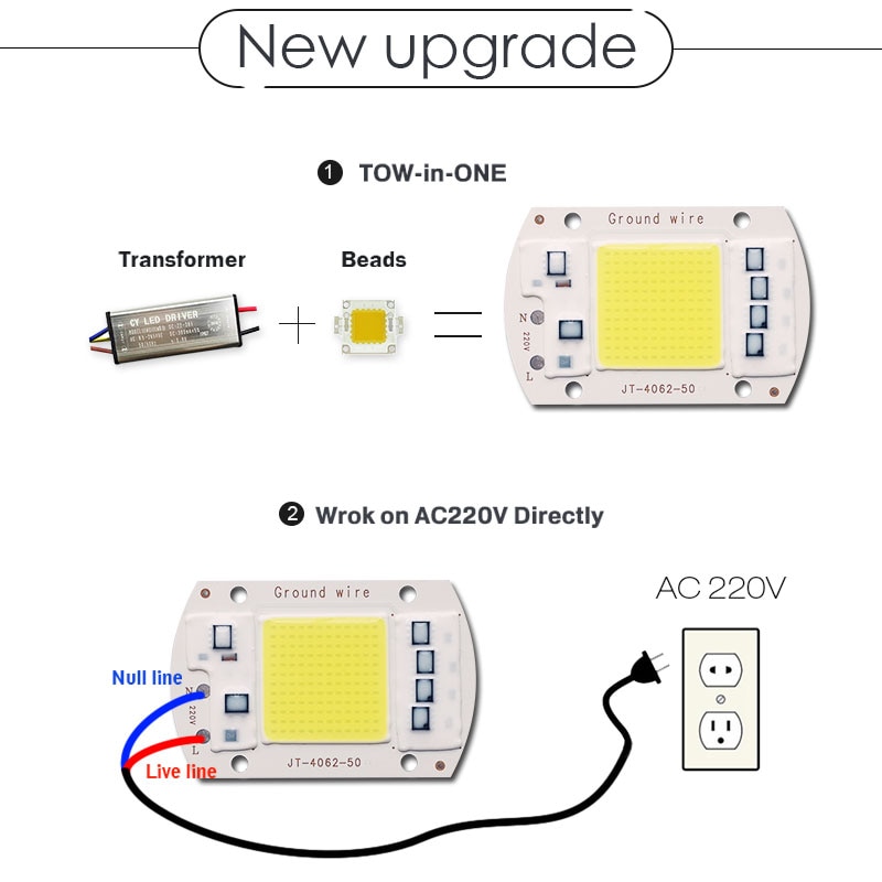Cob led chip  ac 220v no need driver led flood light bulb chip 50w diy spotlight floodlight lampada vokst lys
