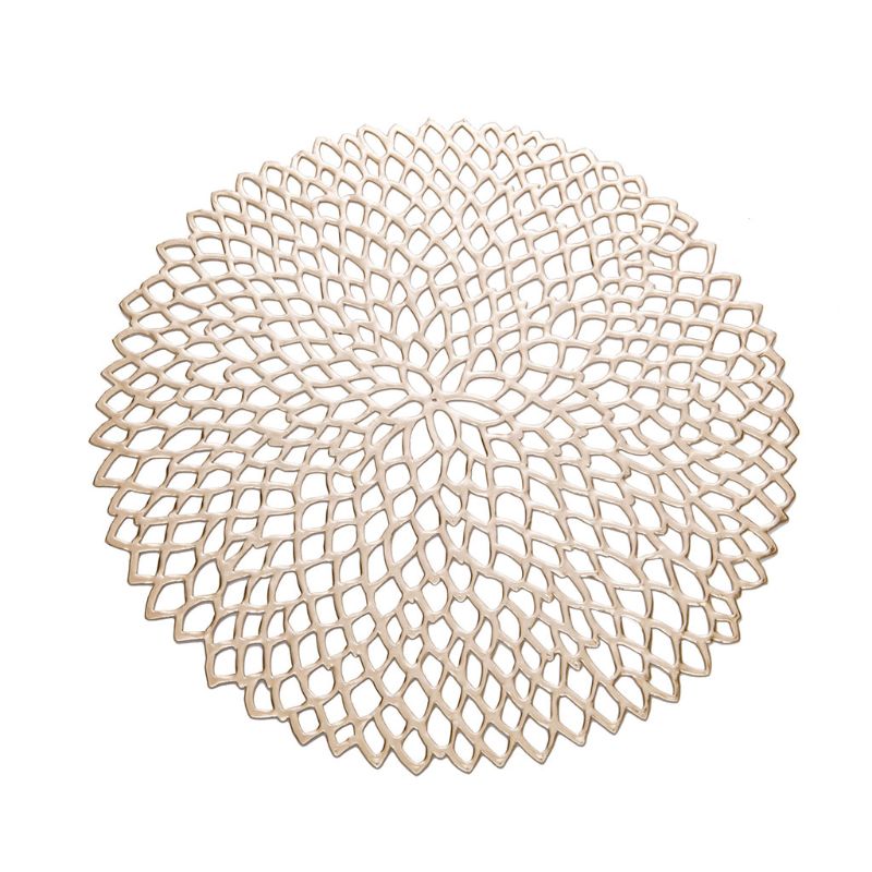 Salvamanteles de comedor de forma redonda de 38cm con aislamiento de flores, salvamanteles metálicos decorativos de PVC para posavasos, salvamanteles de 4 Col