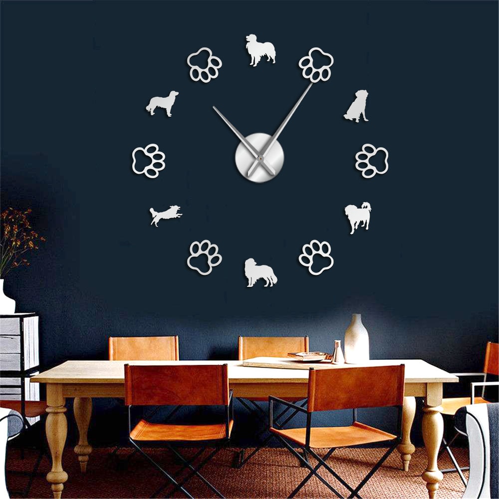Cão netherlands raças pequeno cão enjaulamento diy gigante relógio de parede kooikerhondje patas do cão arte da parede decorativa relógio de parede decoração casa