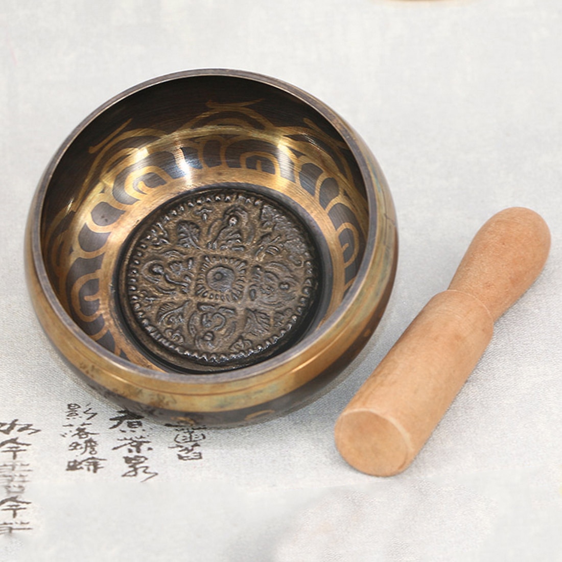Cuenco Budista tibetano para cantar cuenco tibetano, juego de cuencos para meditación, tazón Budista para terapia de sonido, Mantra Mindfulness