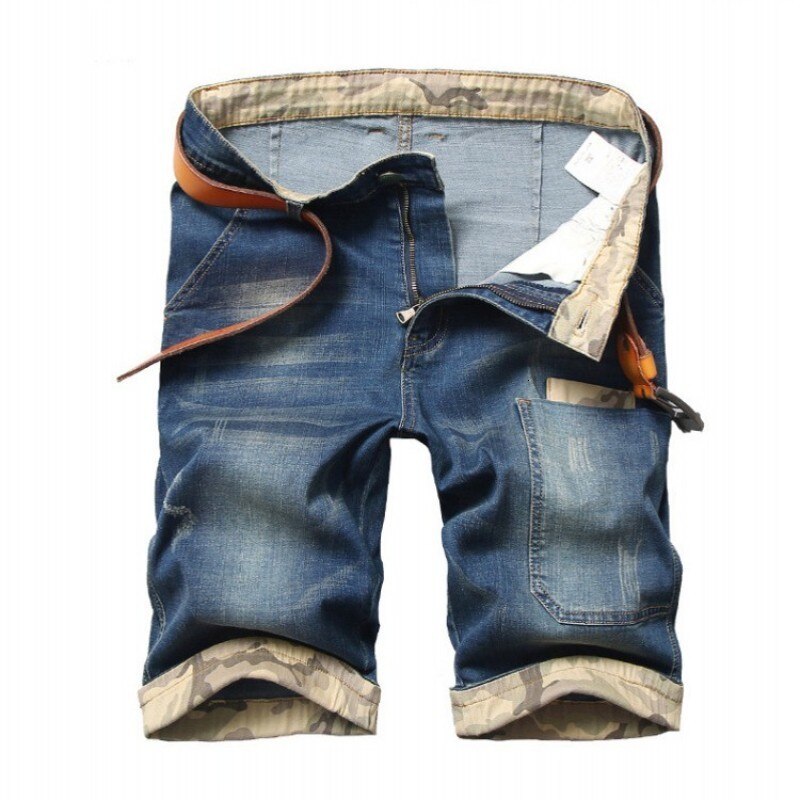 Sommer Herren Plus Größe 48 Knie Länge Kurze Jeans Stretch Casual Lose Fit Denim Shorts Taschen Streetwear Jeans Bermuda Shorts