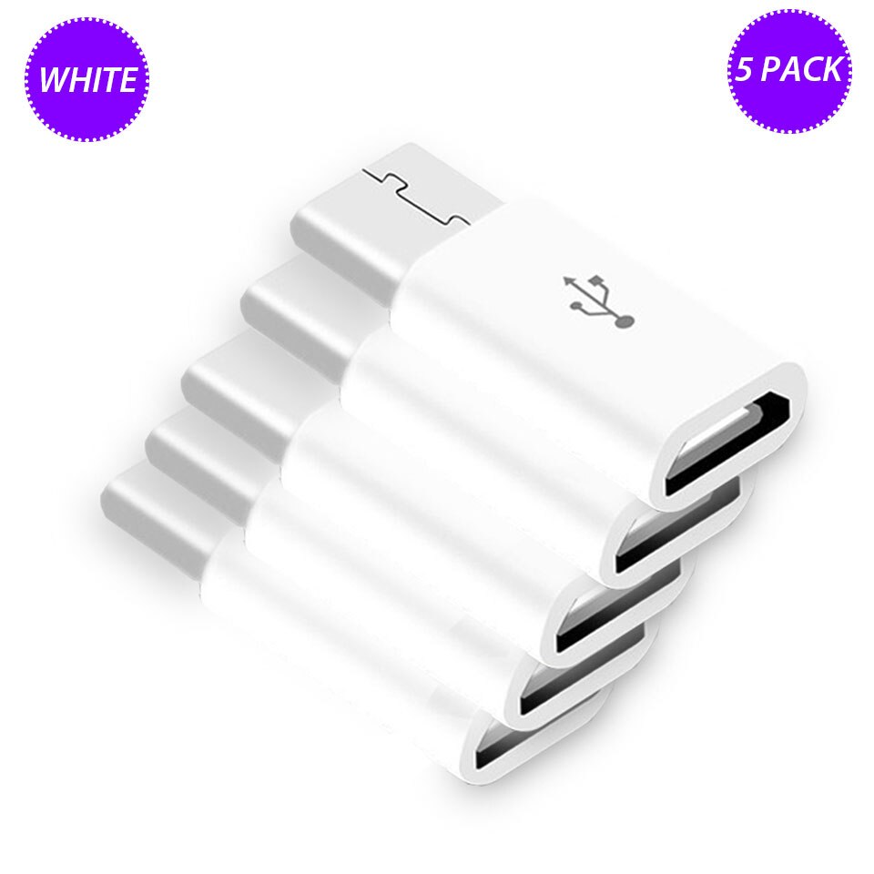 Mobile Phone Adapter Long Conveter For Blackview BV9900 A80 Pro Oukitel USB Type C Micro USB Mini Adapter Microusb Connector: white 5 pieces