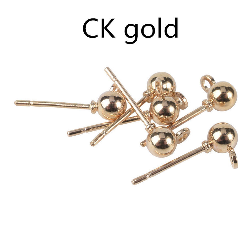 50 sztuk/partia 3 4 5 mm Ball paciorek głowy szpilki stadniny kolczyki igły akcesoria kolczyki podstawowe szpilki do tworzenia biżuterii dostaw: KC Gold / 4mm 50pcs