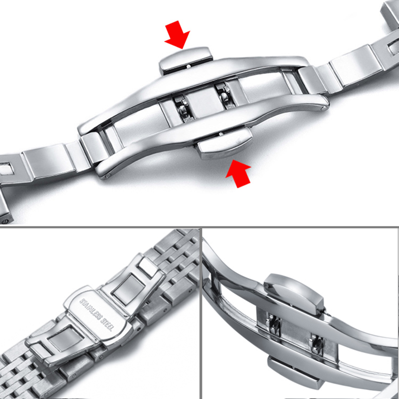 Armband aus gebogenem Ende, Arc-Metall-Armband, 16 mm, 18 mm, 19 mm, 20 mm, 21 mm, 22 mm, massives Edelstahl-Uhrenarmband für TISSOT Butterfly-Schnalle