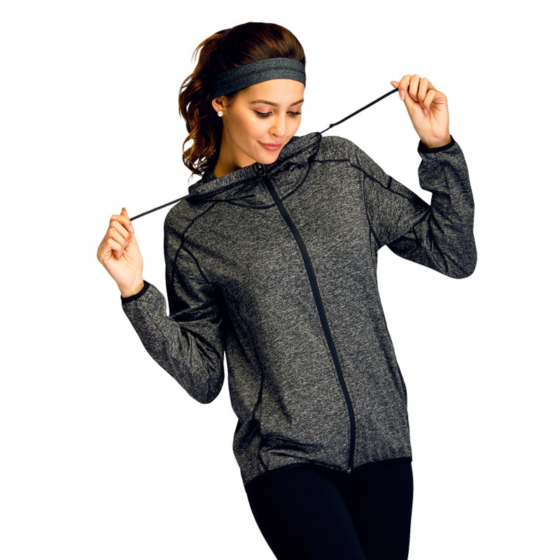 Slanke kvinder løbejakke solid hurtigtørr yoga sportstøj sweatshirt kvindelig fitness gym lynlås jakke sportstøj skjorter