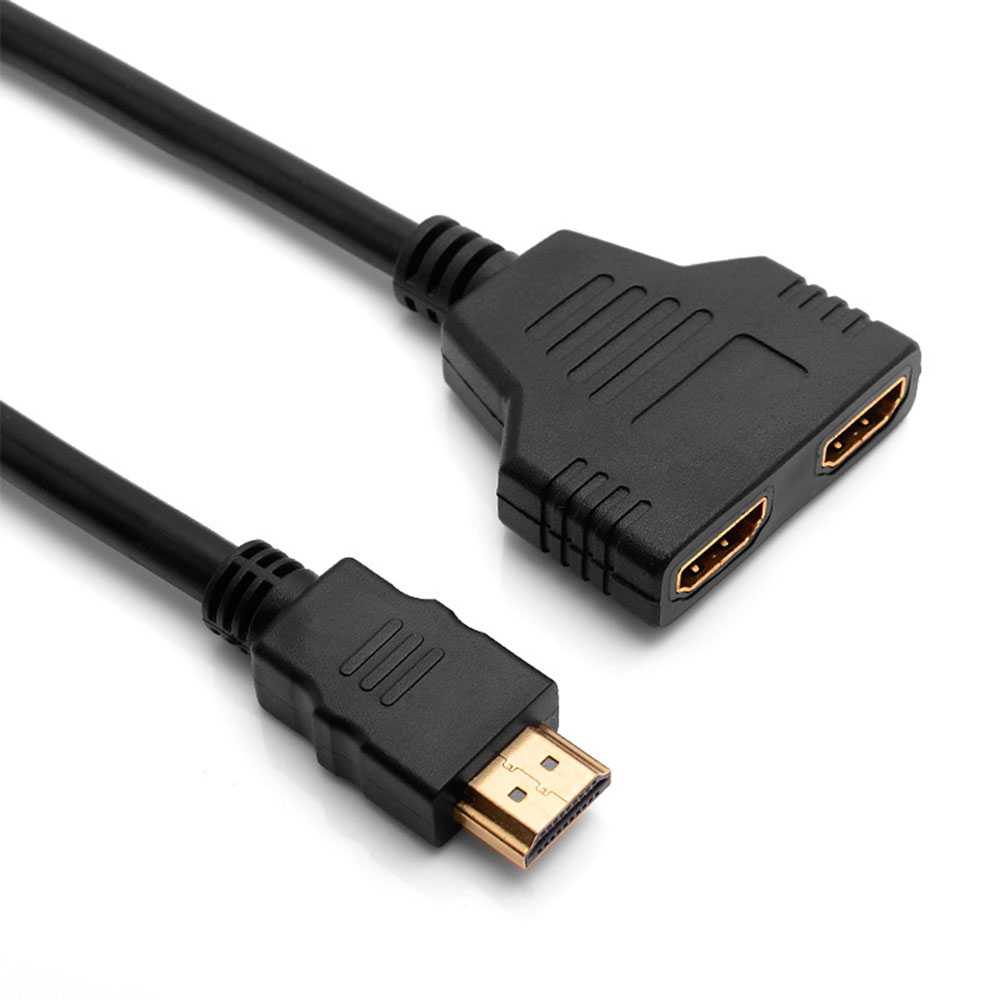 HDMI Splitter Adapter Black 1 Male Input to 2 Screens Displayed Female Output 1080P Full HD Cable Converter for Monitor