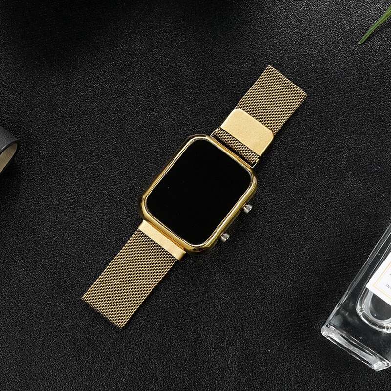Luksus firkantet urskive kvartsure til kvinder rustfrit stål magnetisk armbånd kjoleur dame armbåndsur relogio feminino