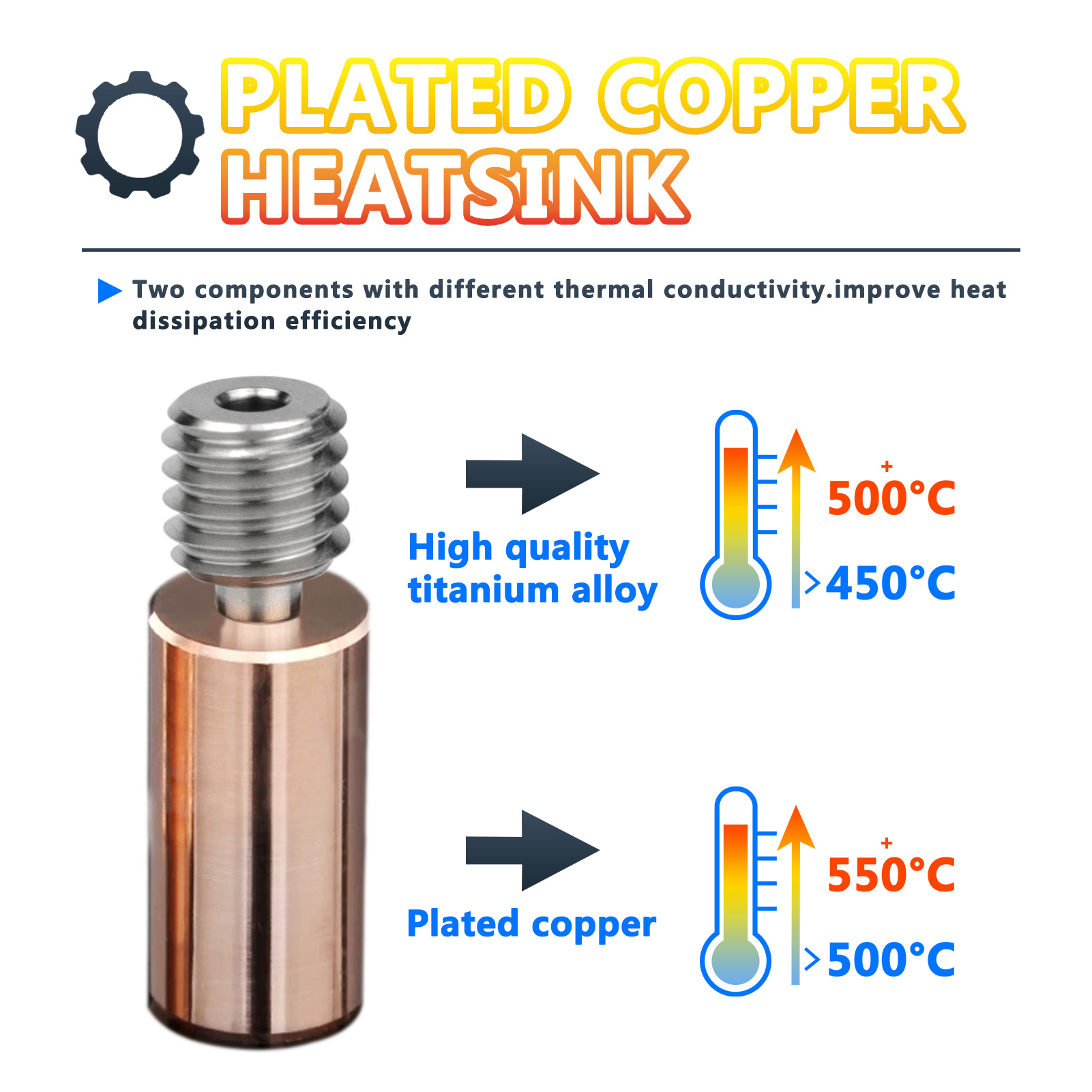 V6 Bimetal Heatbreak Copper Titanium Upgrade Throat For artillery sidewinder X1 X2/Genius ,Genius Pro 3D Printer E3D V6 Throats
