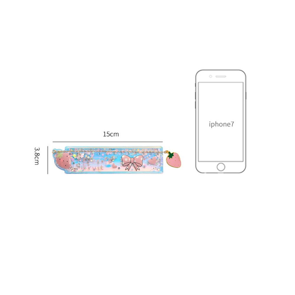 Cartoon Bookmark Drawing Ruler Cherry Flower Quicksand Plastic Ruler Measuring Straight Ruler Stationery Girl
