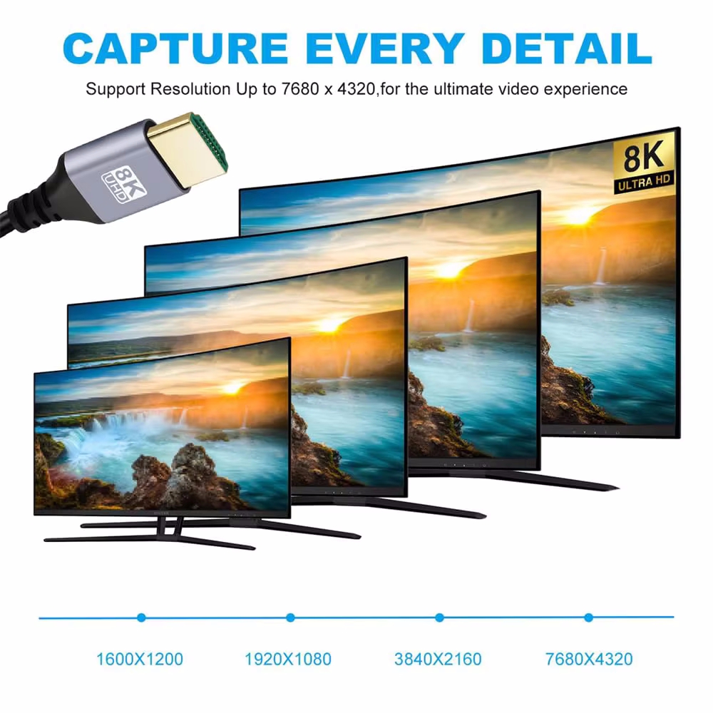 90 Degree HDMI 2.1 Cable Up/Down/Left/Right Angle 8K60Hz 4K120Hz EARC HDCP 3D HDR Ultra-thin Display Cord for Laptop PC Monitor