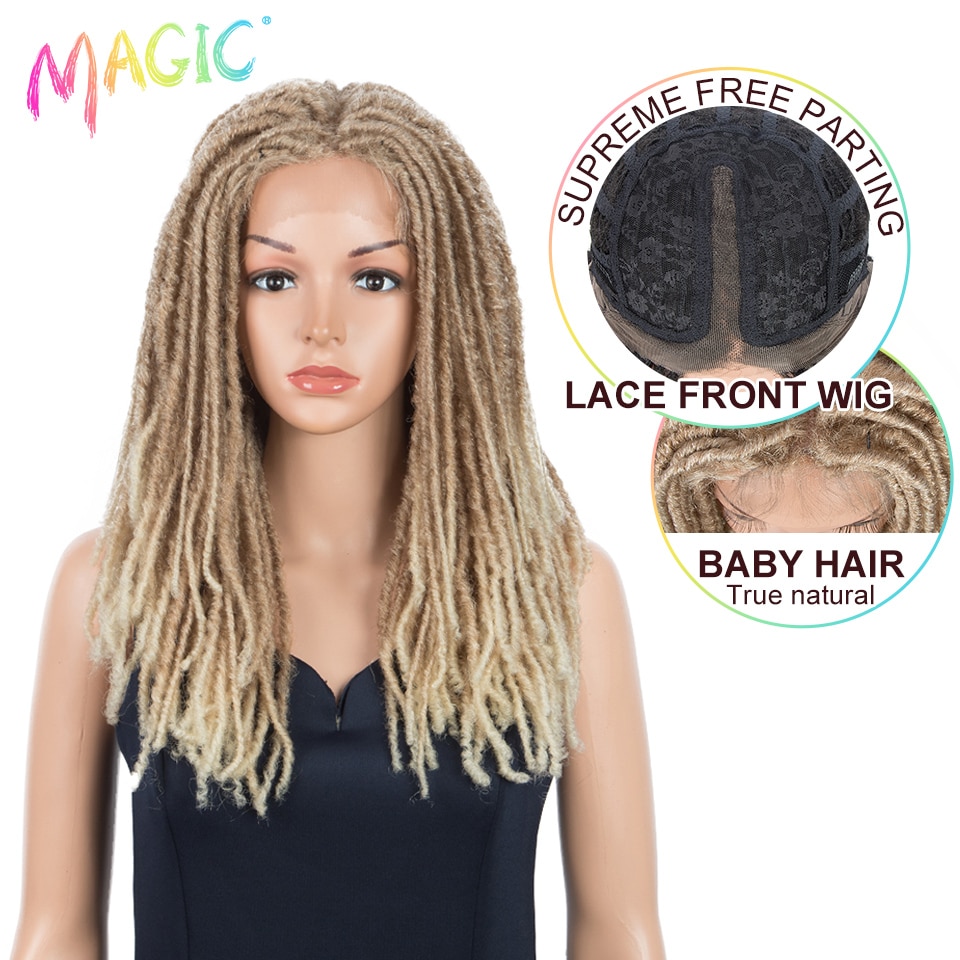 Magic 22inches Crochet Wig Braids Twist Synthetic Lace Wig African Braided Hair Faux Locs Crochet Wig Heat Resistant