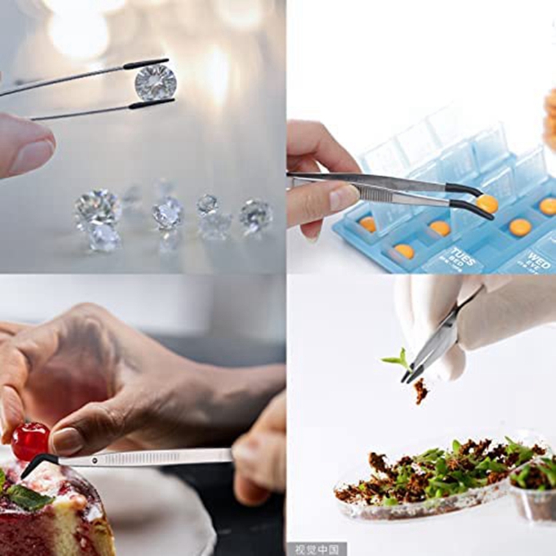 4 Stuks Pincet Set Met Rubber Tips Pincet Rubber Platte Tip Tweezer Voor Sieraden Hobby Industriële Hobby Craft