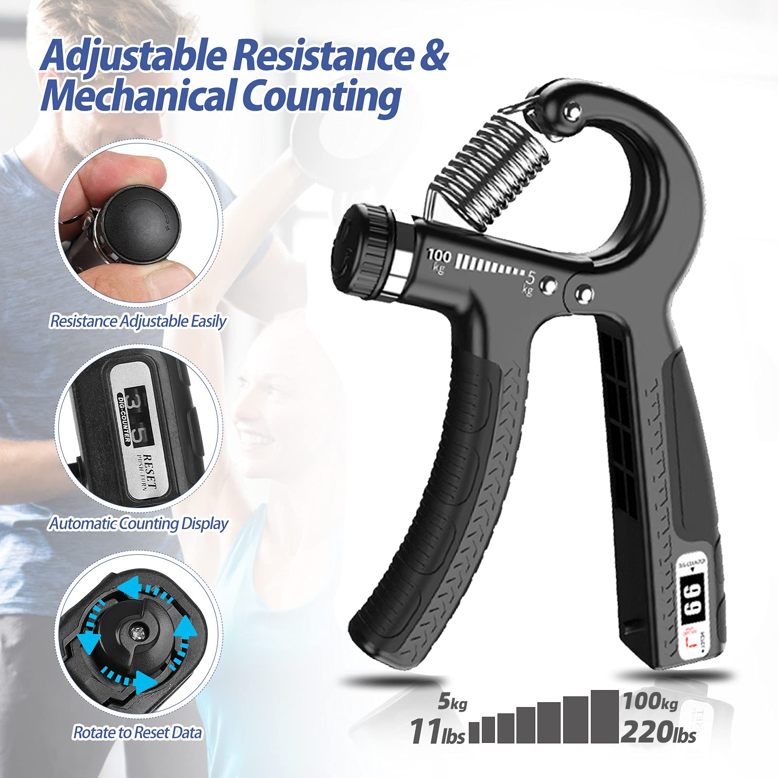 R-förmiger Federgriff, professionelle Handgelenkstärke, Arm, Muskel, Finger, Rehabilitation, Ausbildung, ÜSpund, Fitnessgeräte
