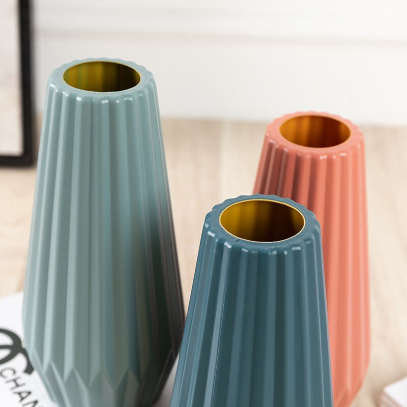 Plastic Flower Vase Decoration Home White Vase Imitation Ceramic Flower Pot Flower Basket Nordic Decoration Vases for Flowers