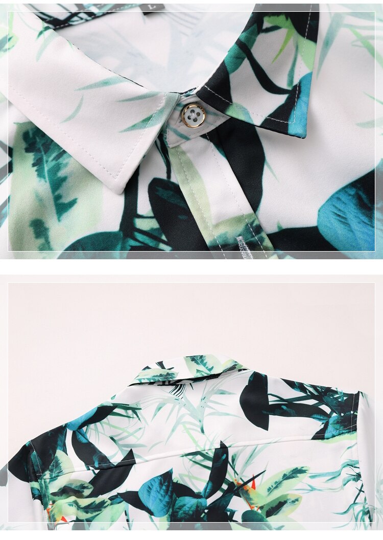 Chemise hawaïenne à fleurs vertes pour homme, Blouse manches courtes, style décontracté, pour la plage, à la , grande taille