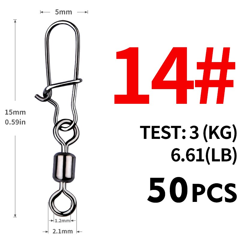 MEREDITH Pike Fishing Accessories Connector 50PCS Pin Bearing Rolling Swivel Stainless Steel Snap Fishhook Lure Swivels Tackle: green