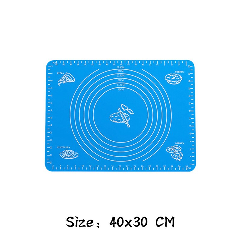 70/64/40Cm Silicone Kneading Dough Mat Nonstick Cookie Cake Baking Mat Fondant Pizza Biscuit Rolling Pad Paste Flour Table Sheet: Blue 40x30cm
